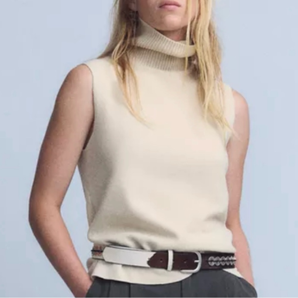 ZARA Sleeveless Turtleneck Sweater NWT - Picture 6 of 9